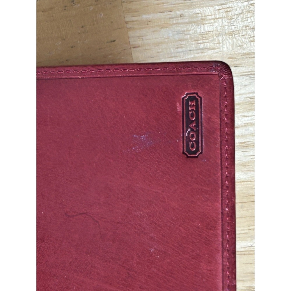 Women's Vintage Red Coach Leather Wallet Coin Purse Card Holder Logo 90s - Picture 6 of 6